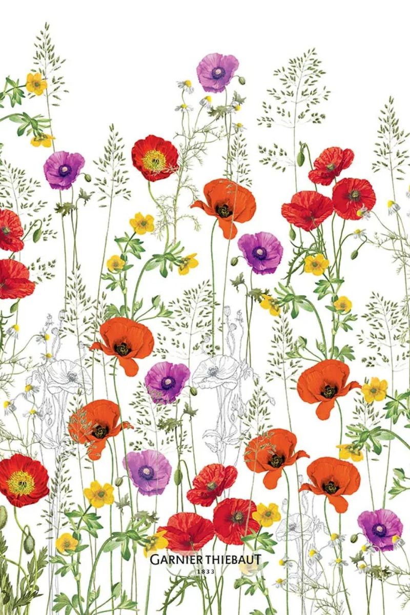 Garnier-Thiebaut Les Coquelicots Violet Kitchen Towel