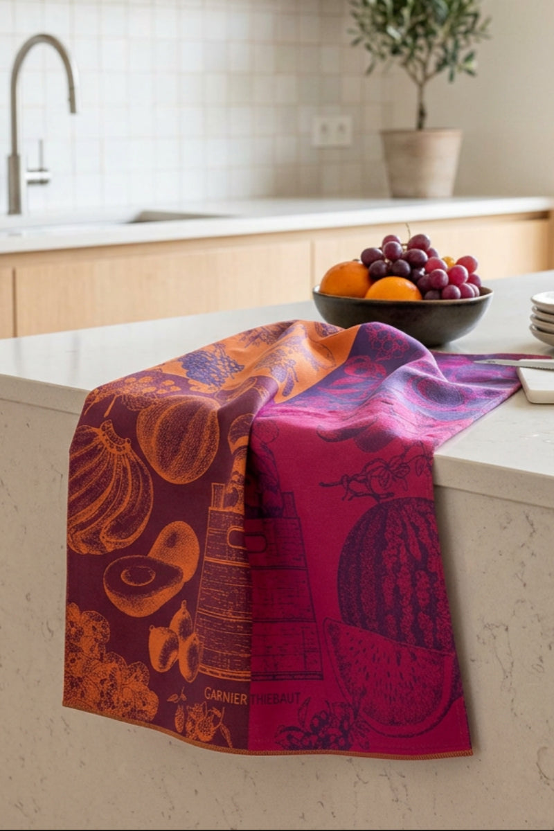 Garnier-Thiebaut Les Fruits Purple Jacquard Kitchen Towel