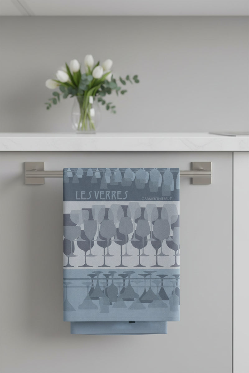 Garnier-Thiebaut Les Verres A Pied Kitchen Towel Denim