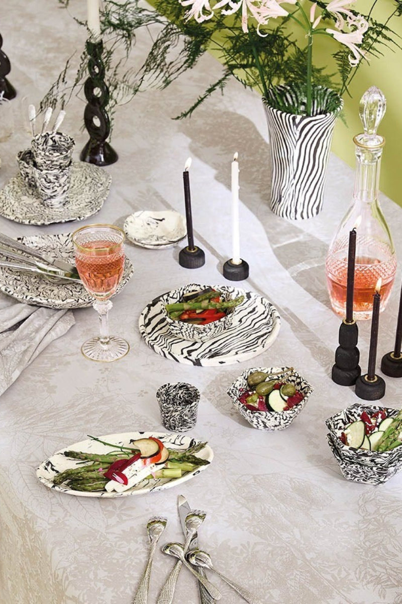 Garnier-Thiebaut Mille Esprit Jardins Coated Tablecloth 69"x98" Chanvre