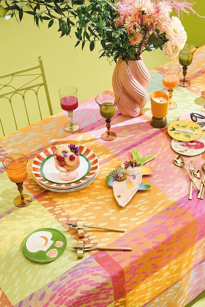 Garnier-Thiebaut Mille Sources Coated Tablecloth 69"x69" Berlingot