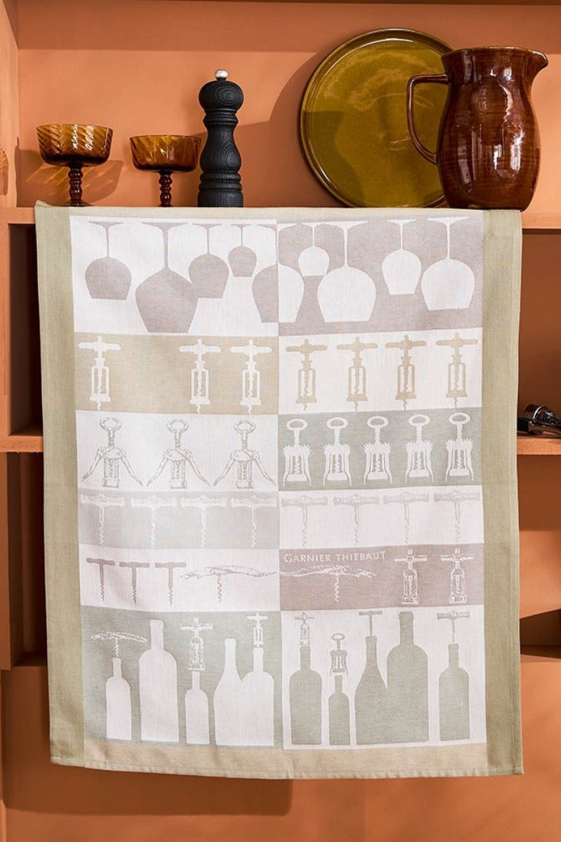 Garnier-Thiebaut Sommelier Beige Jacquard Kitchen Towel
