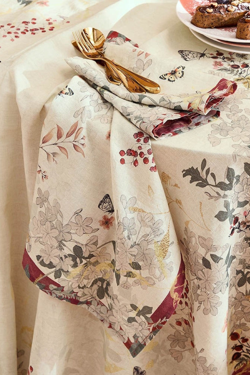Garnier-Thiebaut Vintage Flowers Napkin Cranberry
