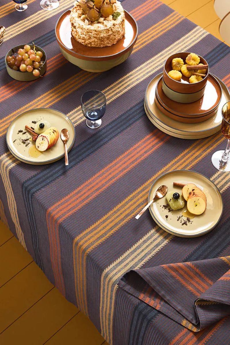 Garnier-Thiebaut Mille Bambous Coated Tablecloth Onyx