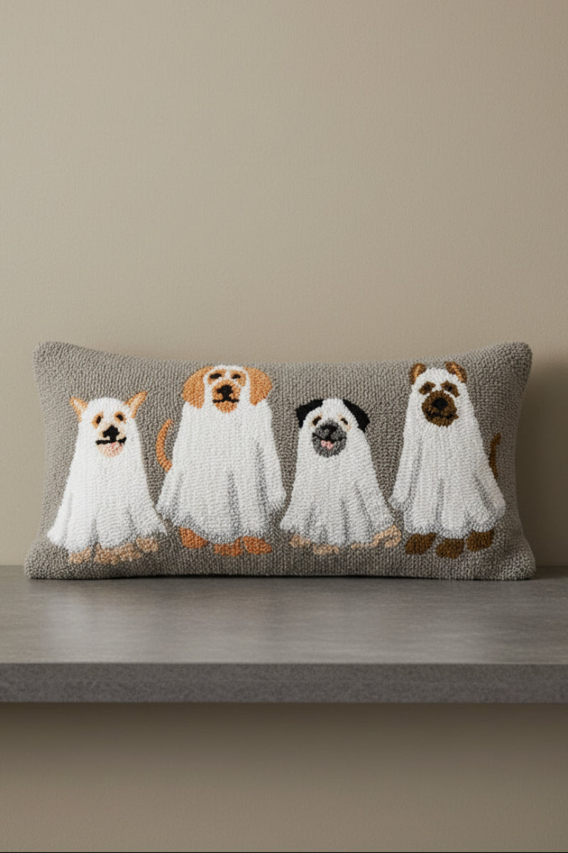 Ghost Dogs Hooked Pillow