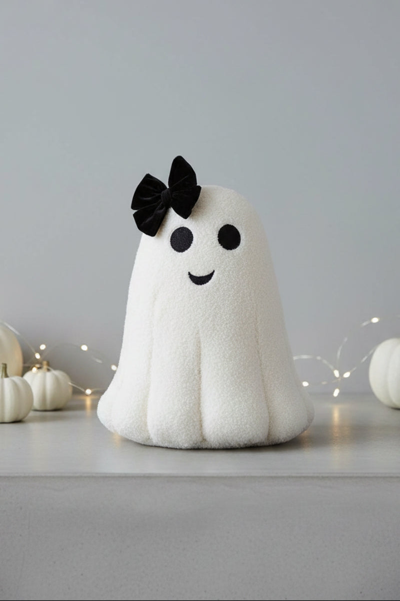 Ghost With Bow 13" White & Black