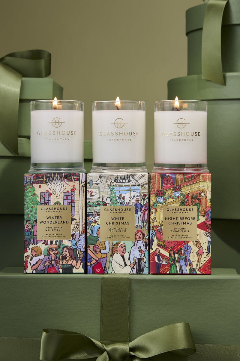 Glasshouse Fragrances Christmas Candle Trio 2.12 oz Set of 3