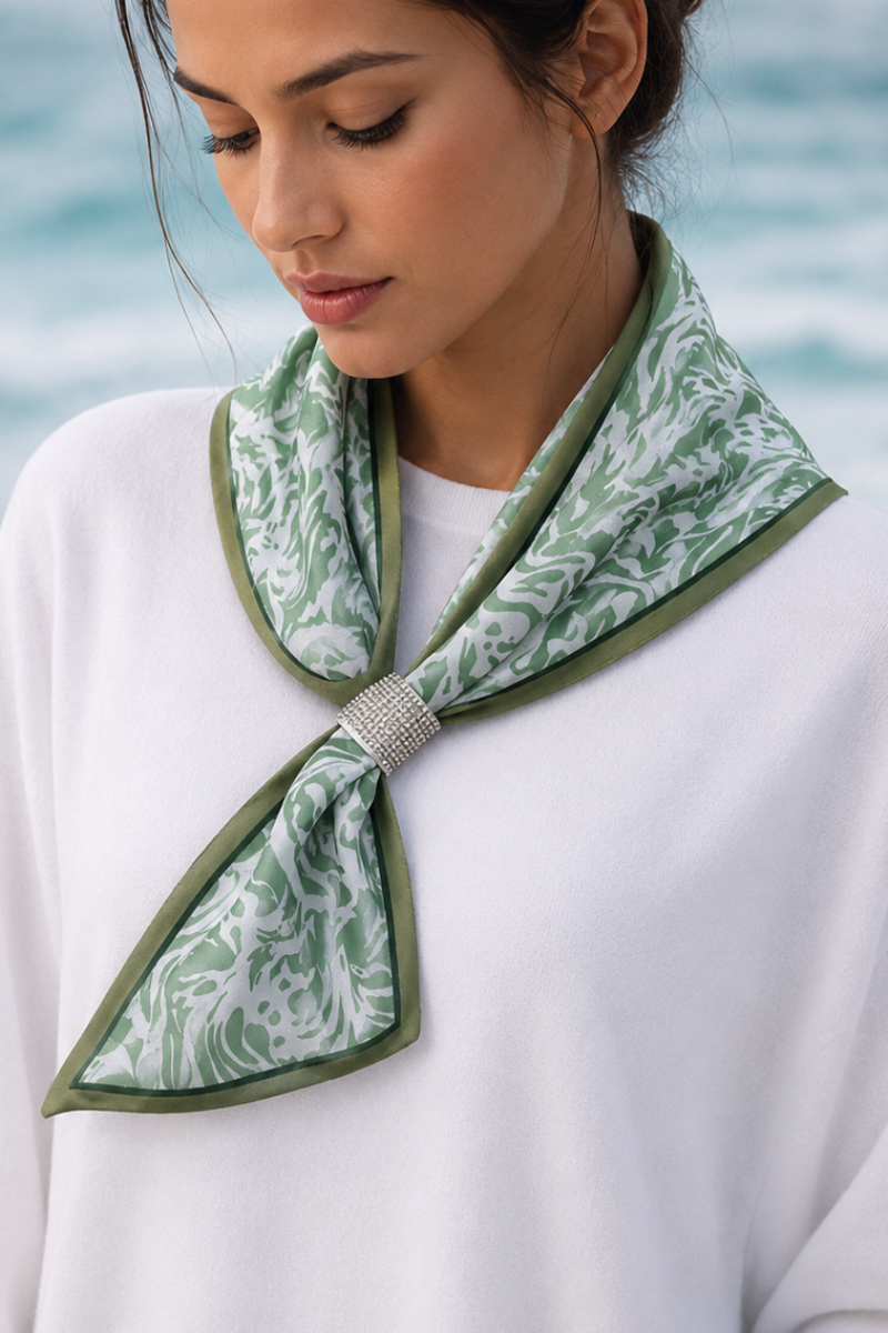Spring Meadow Gem Loop Scarf Green