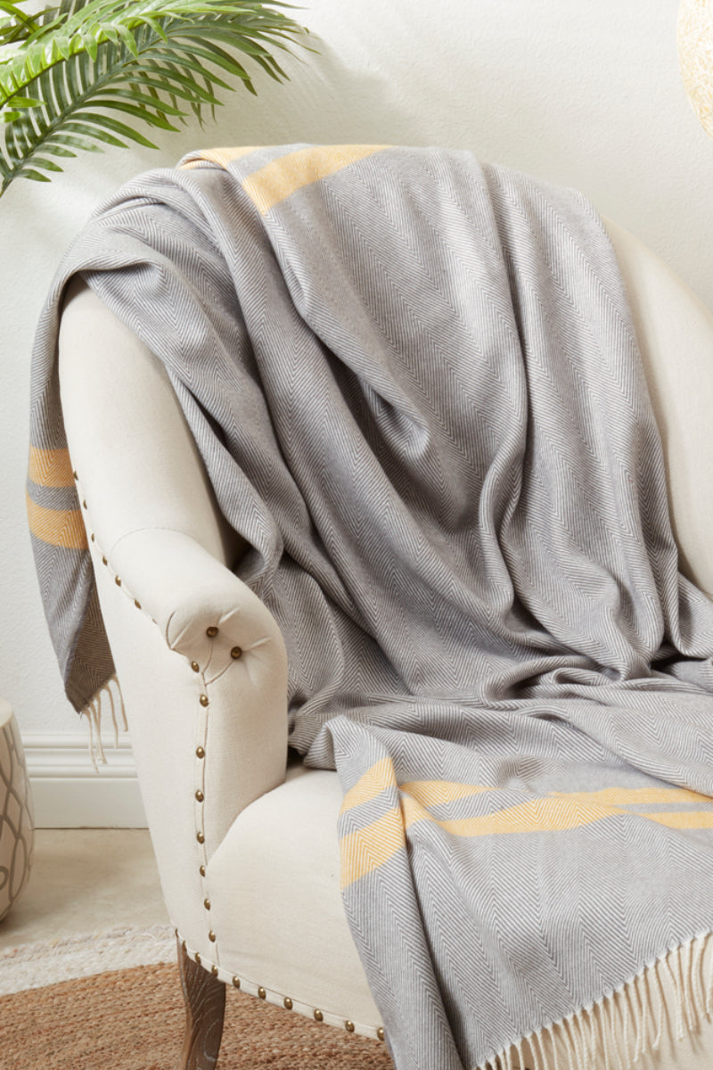 Striped Herringbone Throw 50"x60" Grey