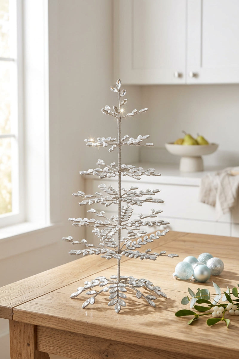Crystal & Gold Glitter Snowflake Tree 19.75"