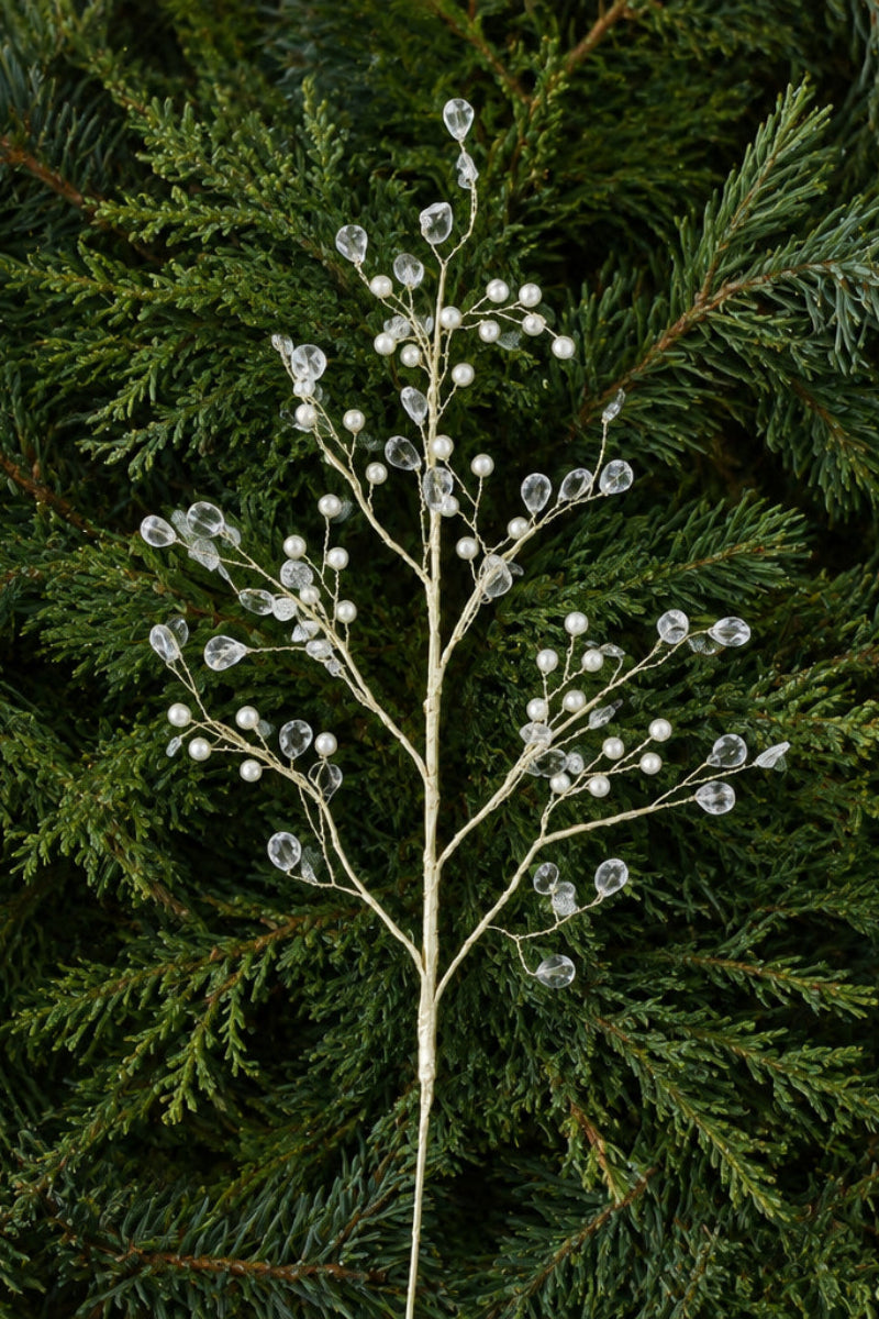 Faux Pearl & Acrylic Jewel Stem 24" Gold Finish