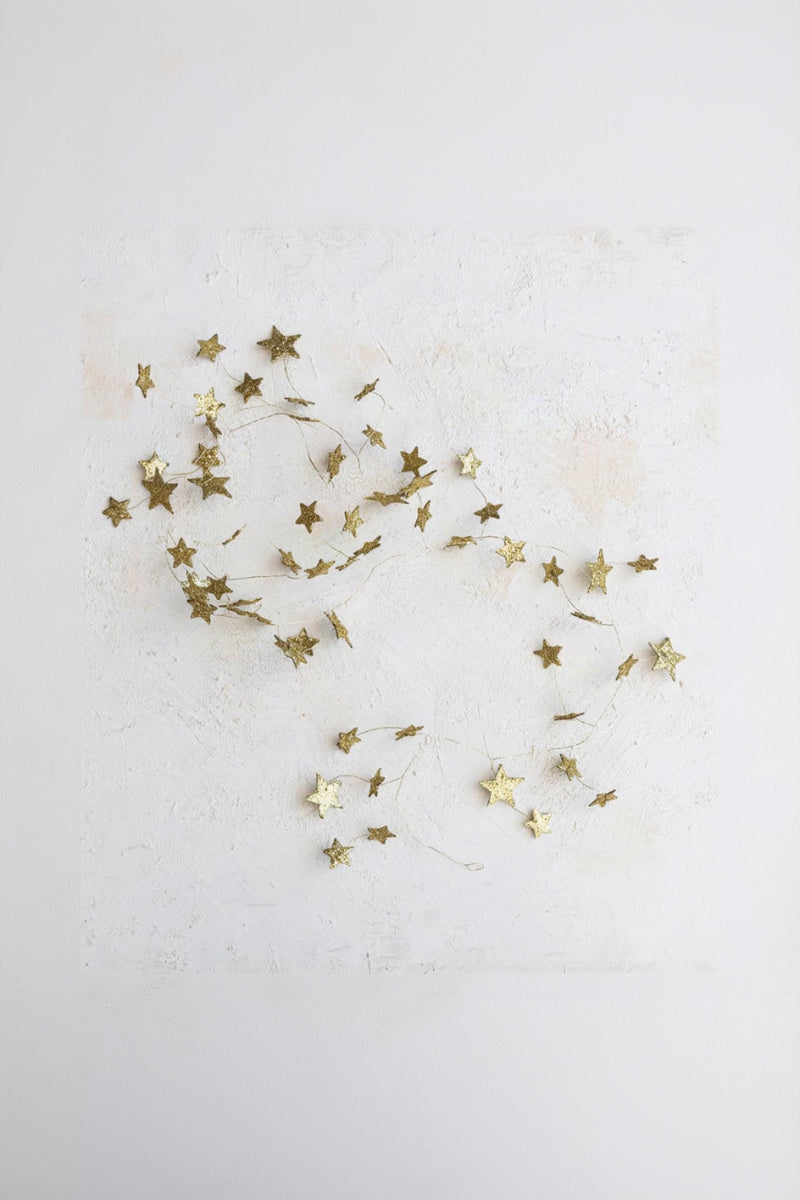Glitter Paper Star Garland 72" Gold