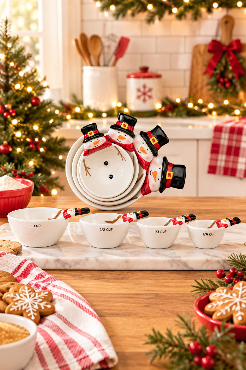 Ceramic Snowman Shaped Measuring Cups Set of 4