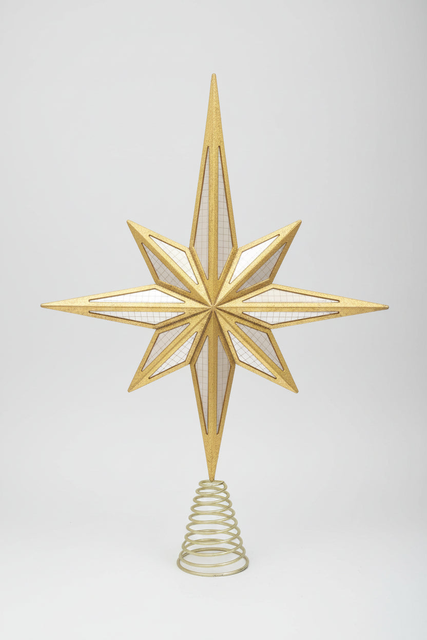 Modern Gold Star Tree Topper 16.3"