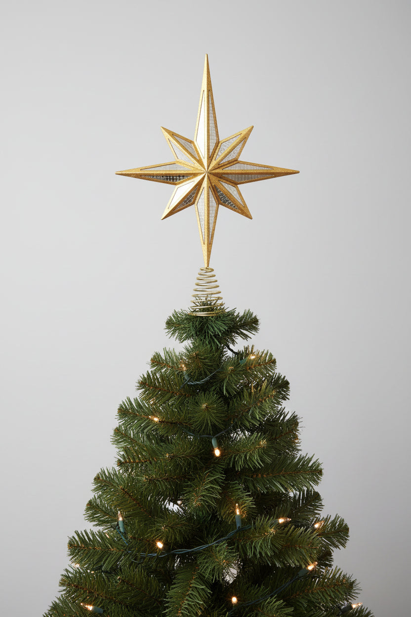 Modern Gold Star Tree Topper 16.3"