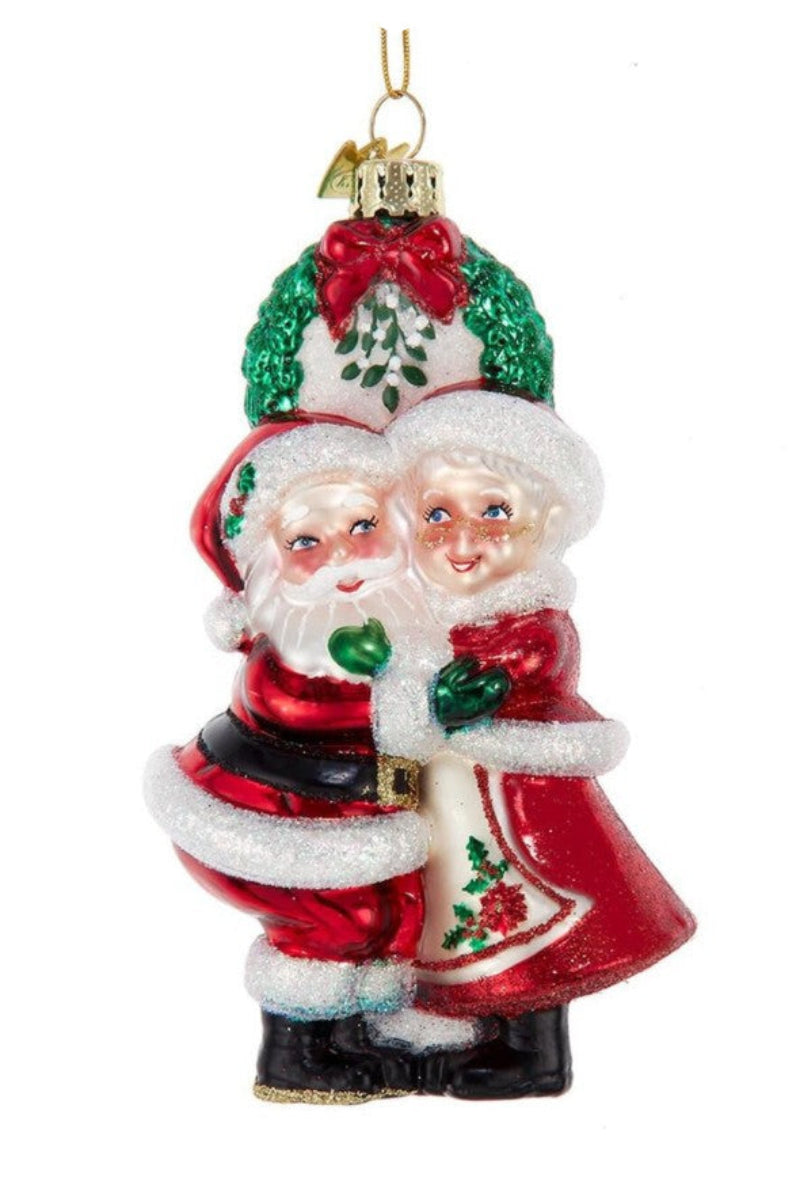 Noble Gems Mr. & Mrs. Santa Under Mistletoe Ornament 5"