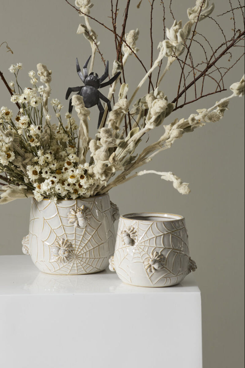 House Spider Pot 5"x4.5" Off White