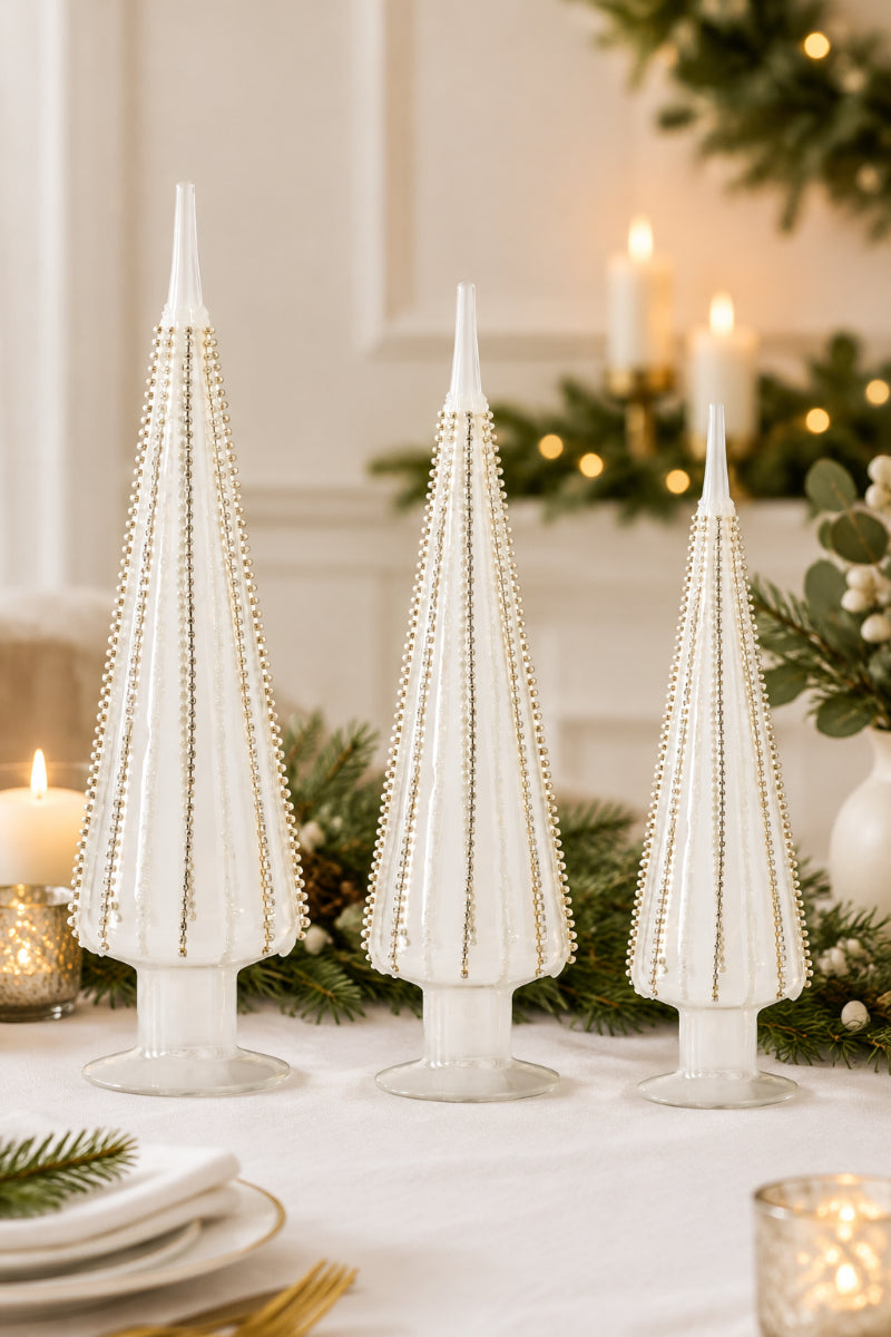 Jeweled Clear Glass Cone Tree Large
