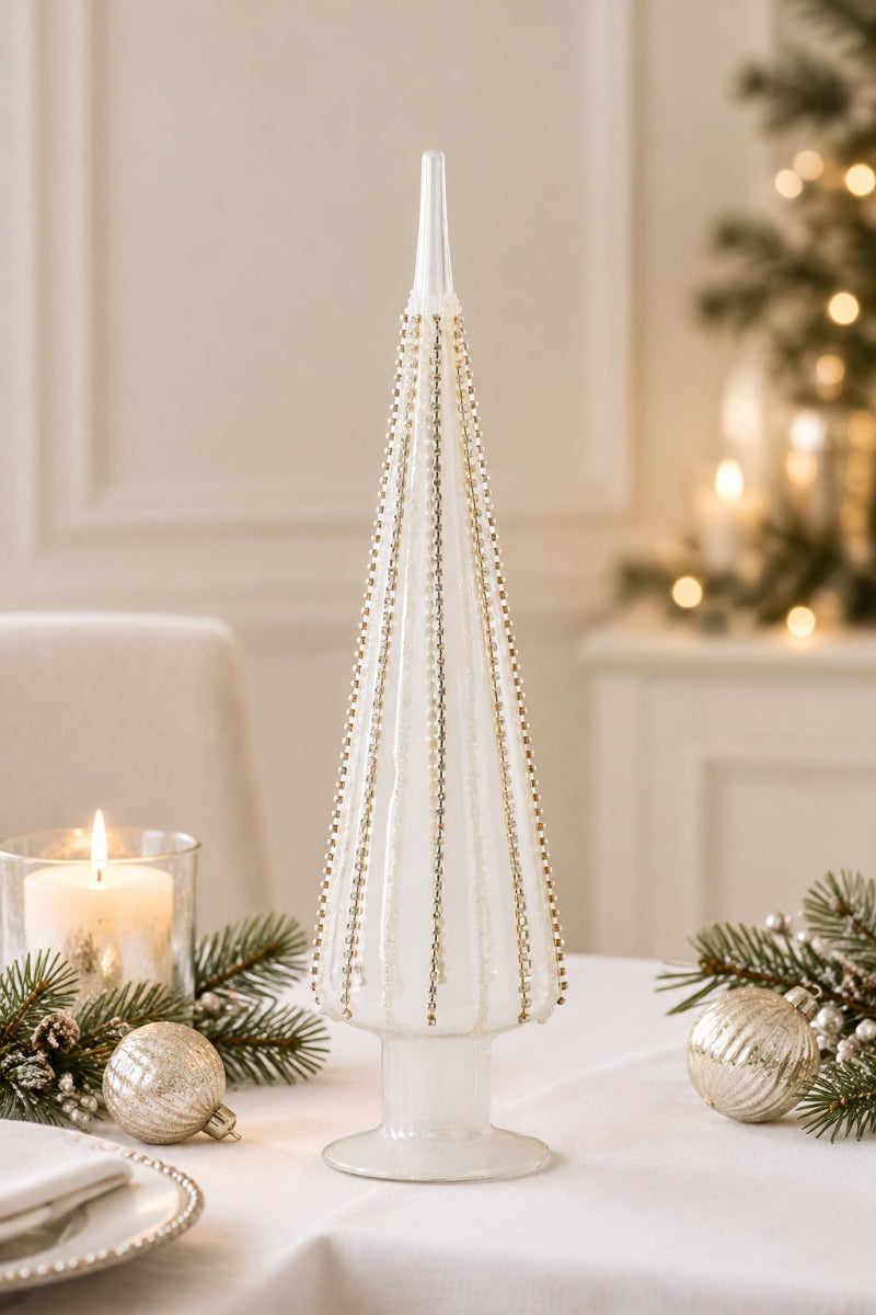 Jeweled Clear Glass Cone Tree Large