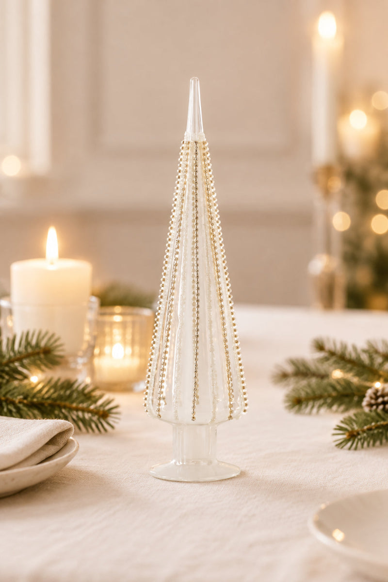 Jeweled Clear Glass Cone Tree Small