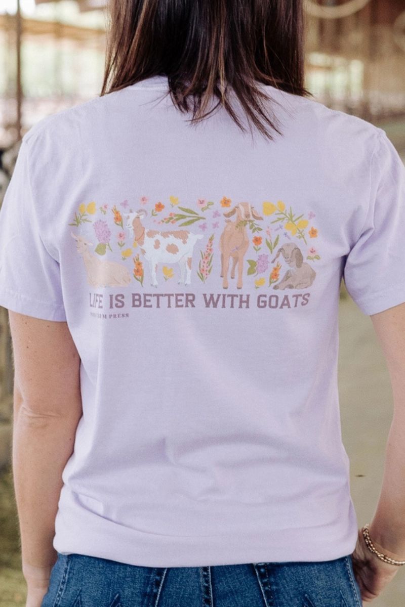 Life Is Better With Goats Tee Large Orchid