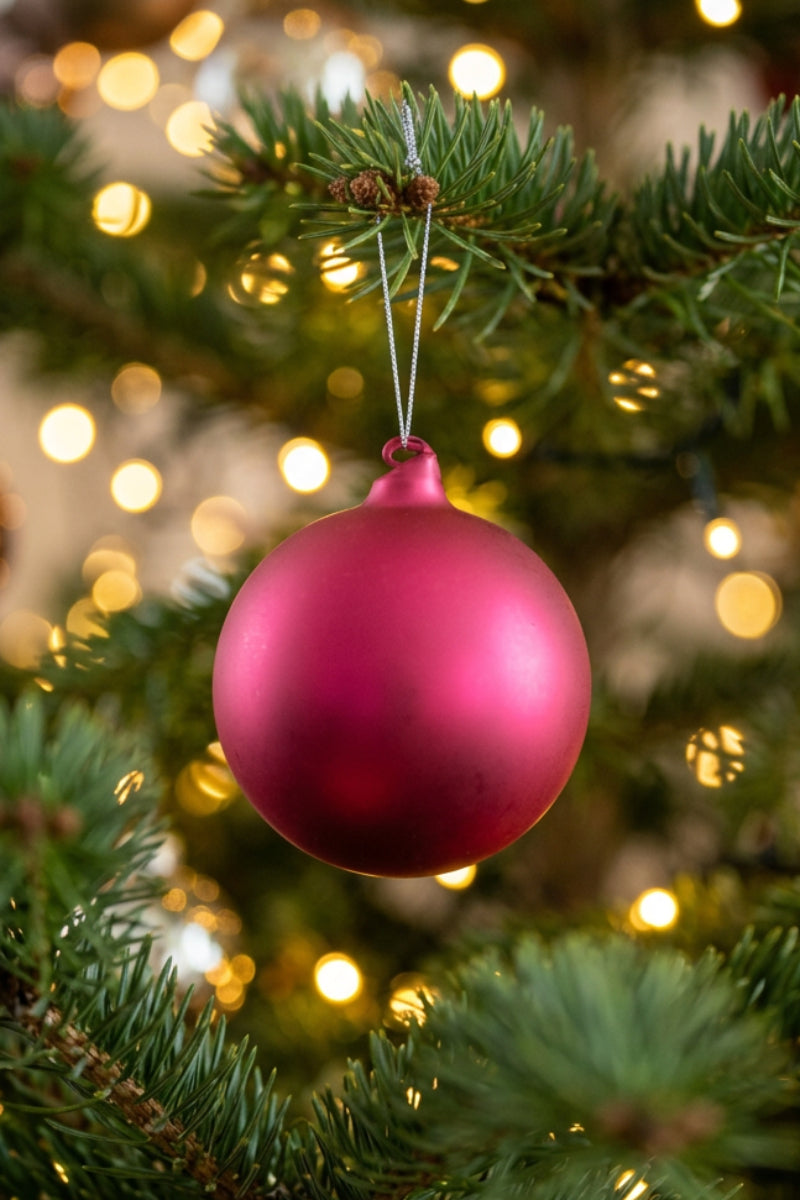 Glass Ball Ornament 4.72" Burgundy Matte Finish