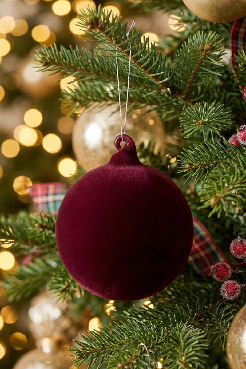 Glass Ball Ornament 4.72" Burgundy Matte Finish