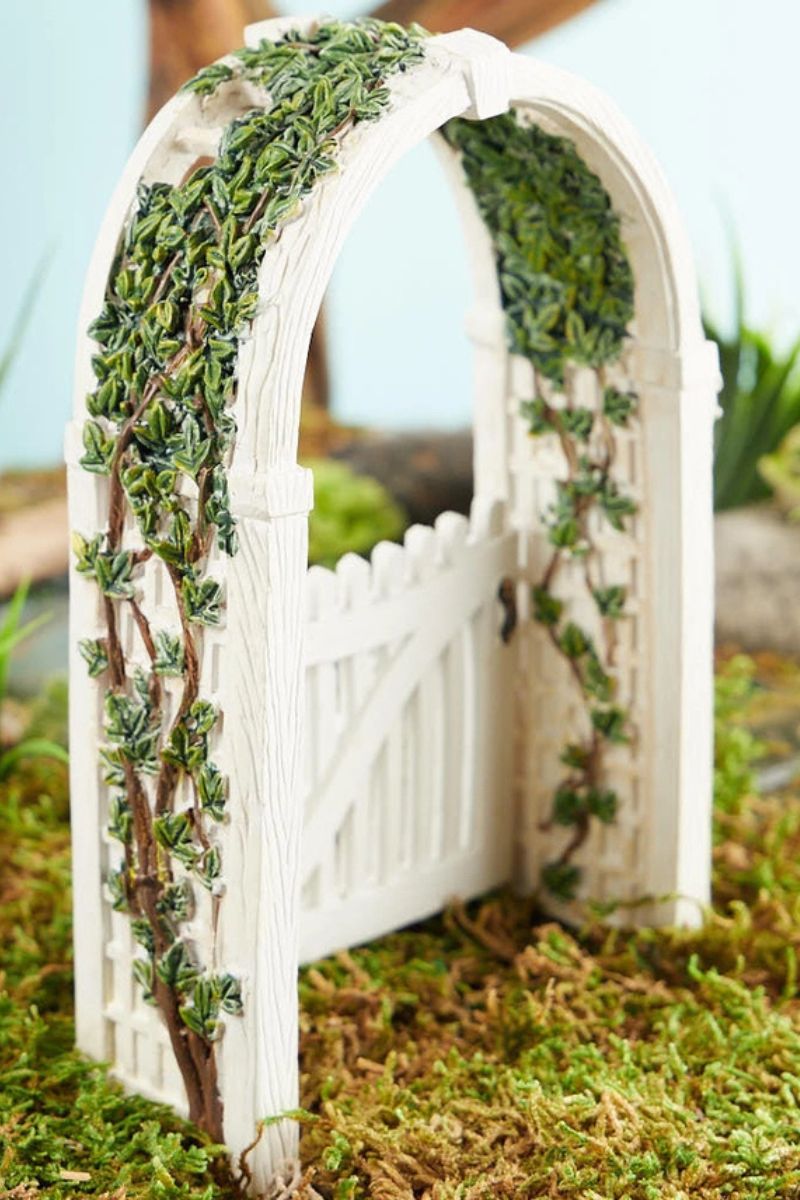 Miniature Garden Gated Arbor with Vine