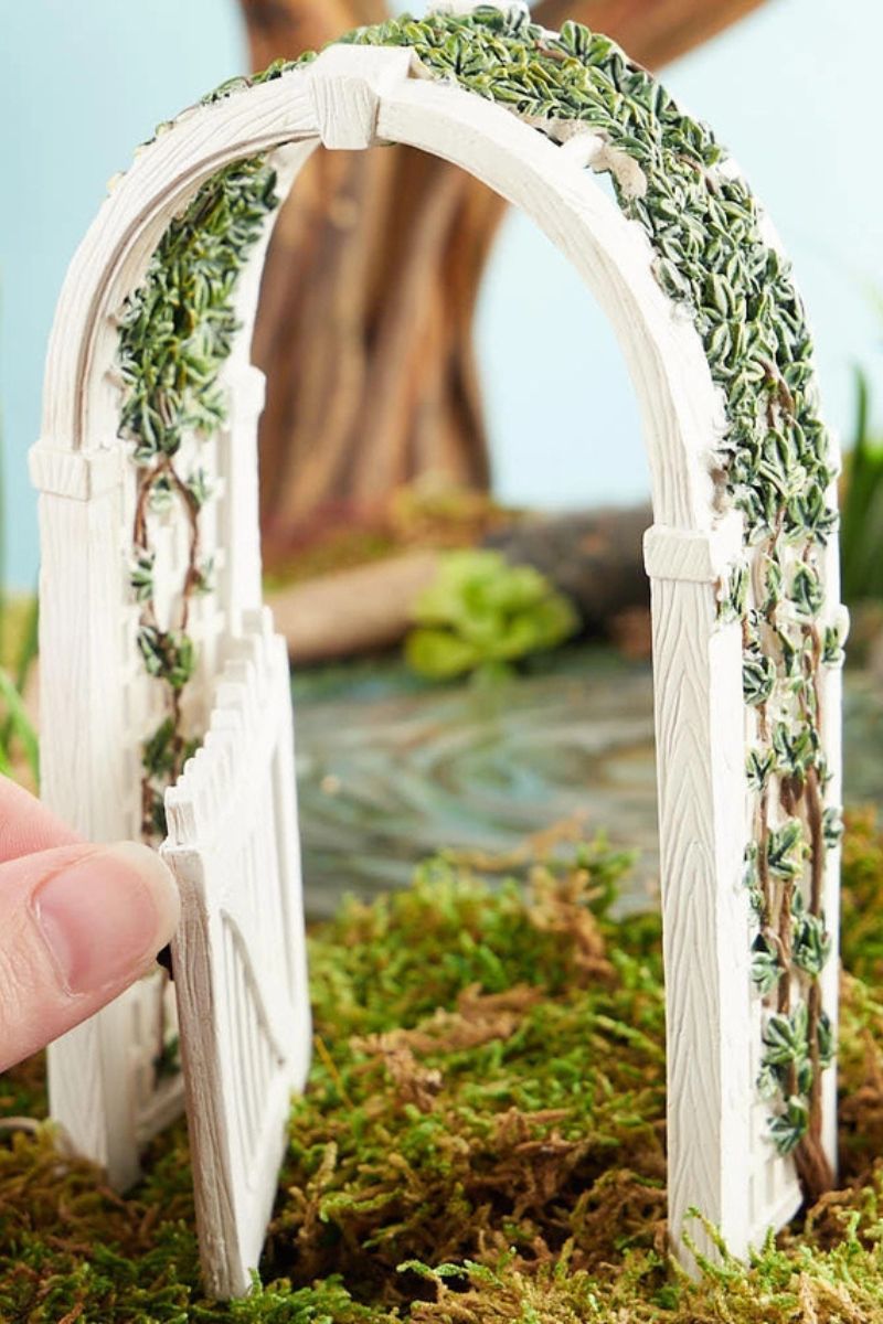Miniature Garden Gated Arbor with Vine