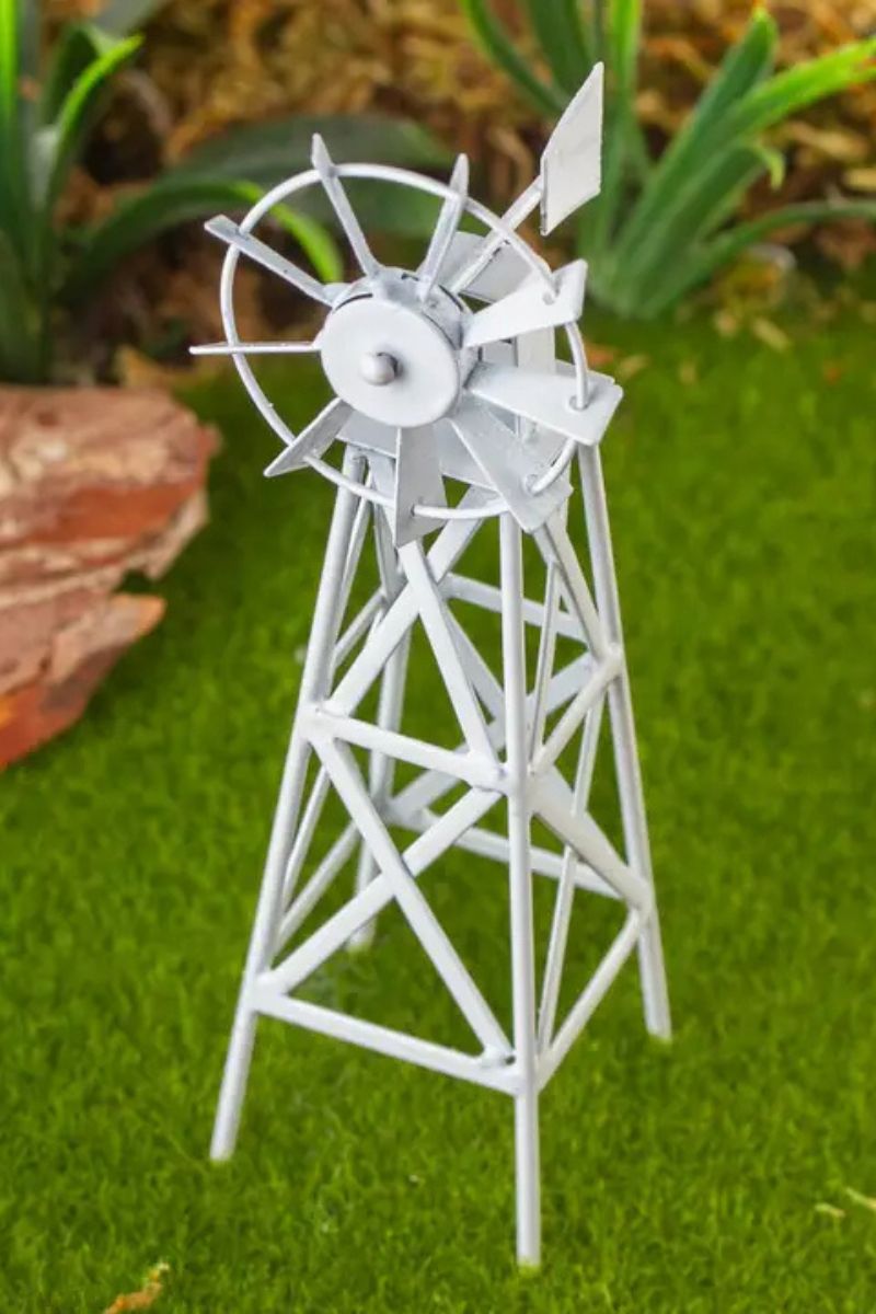 Miniature Garden Painted Metal Windmill