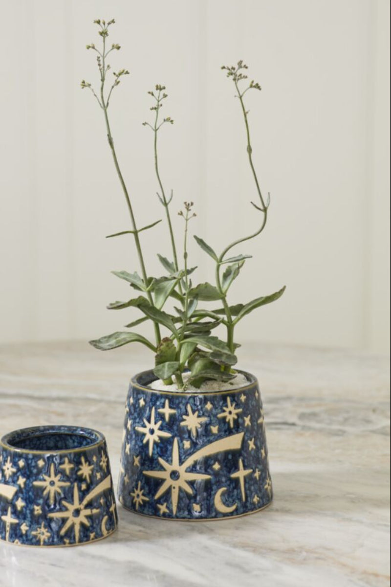 Night Sky Pot 5.25"x4" Dark Blue