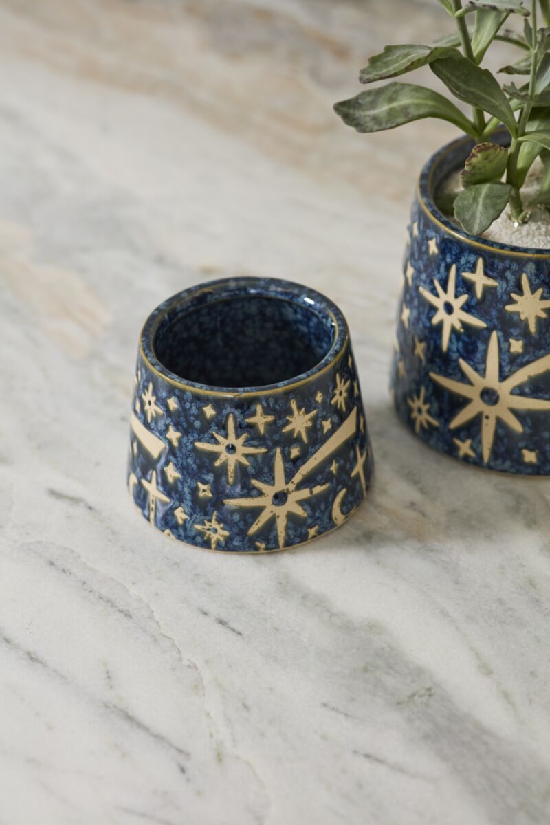 Night Sky Pot 4.25"x2.75" Dark Blue
