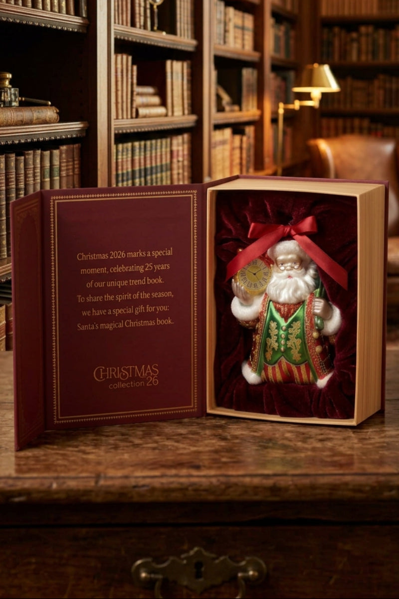 Our Christmas Story Glass Santa Ornament in Gift Box