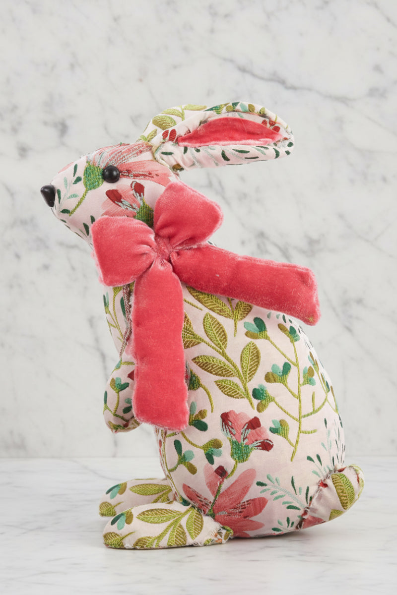 Bunny with Bow Large 10" Pink & Green