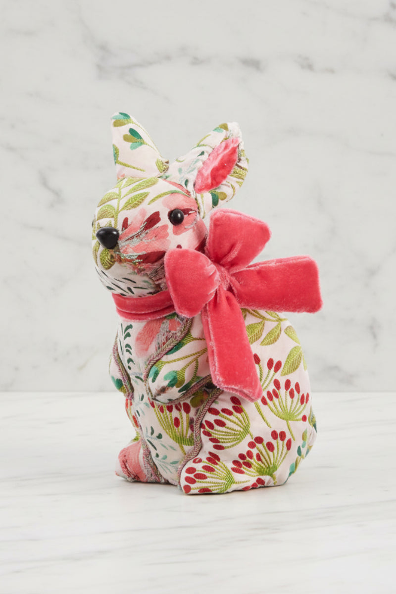 Bunny with Bow Small 9" Pink & Green