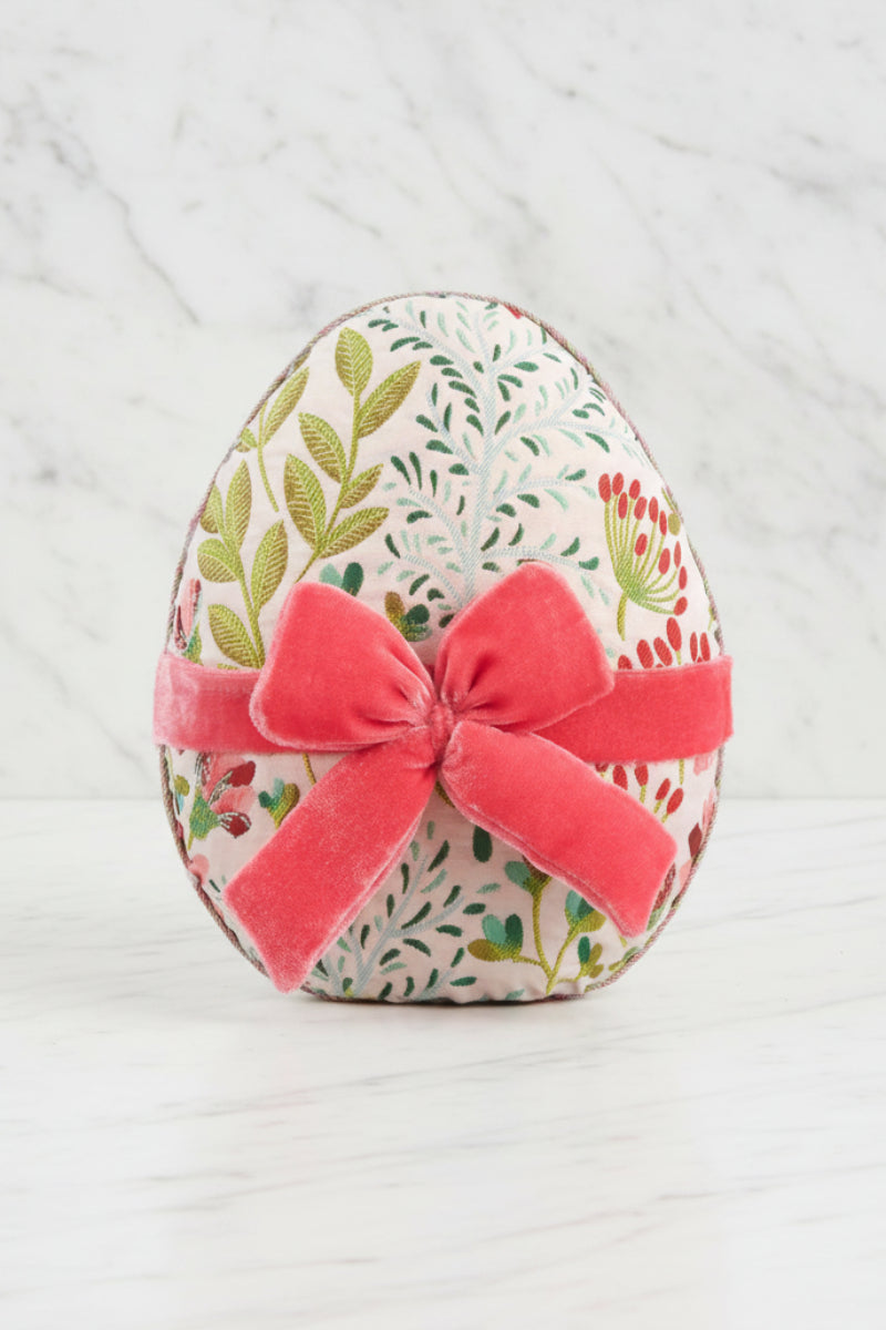Egg With Bow 7.5" Pink & Green