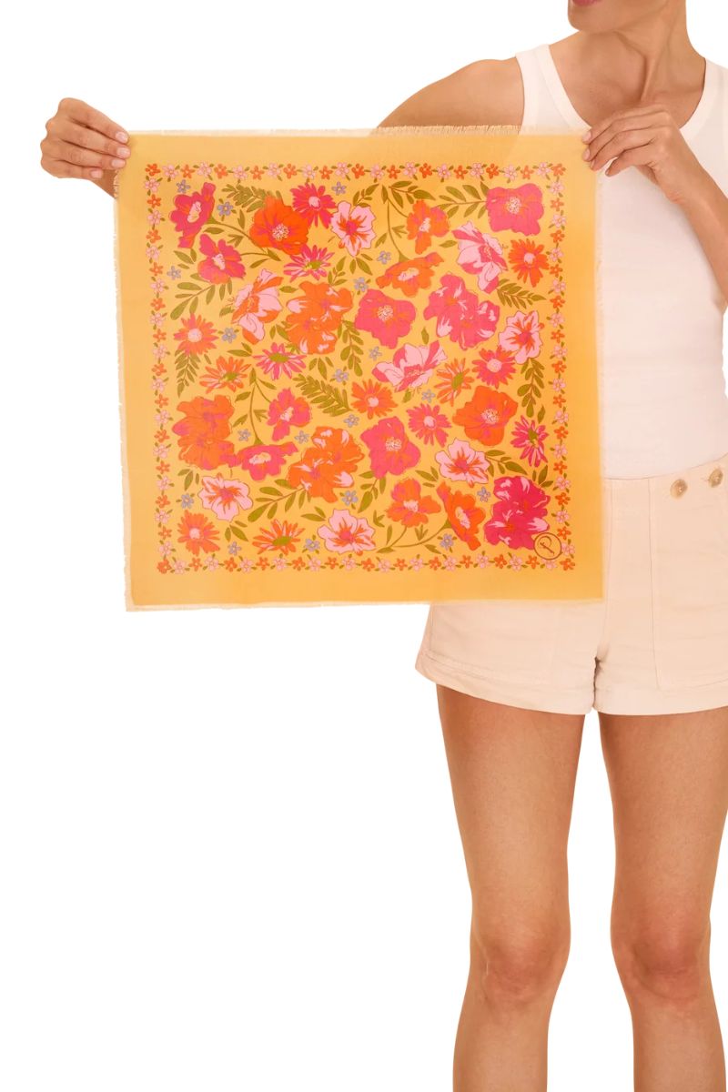 Powder Design Cotton Bandana Sketched Florals Mustard
