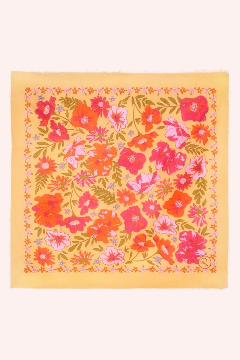 Powder Design Cotton Bandana Sketched Florals Mustard