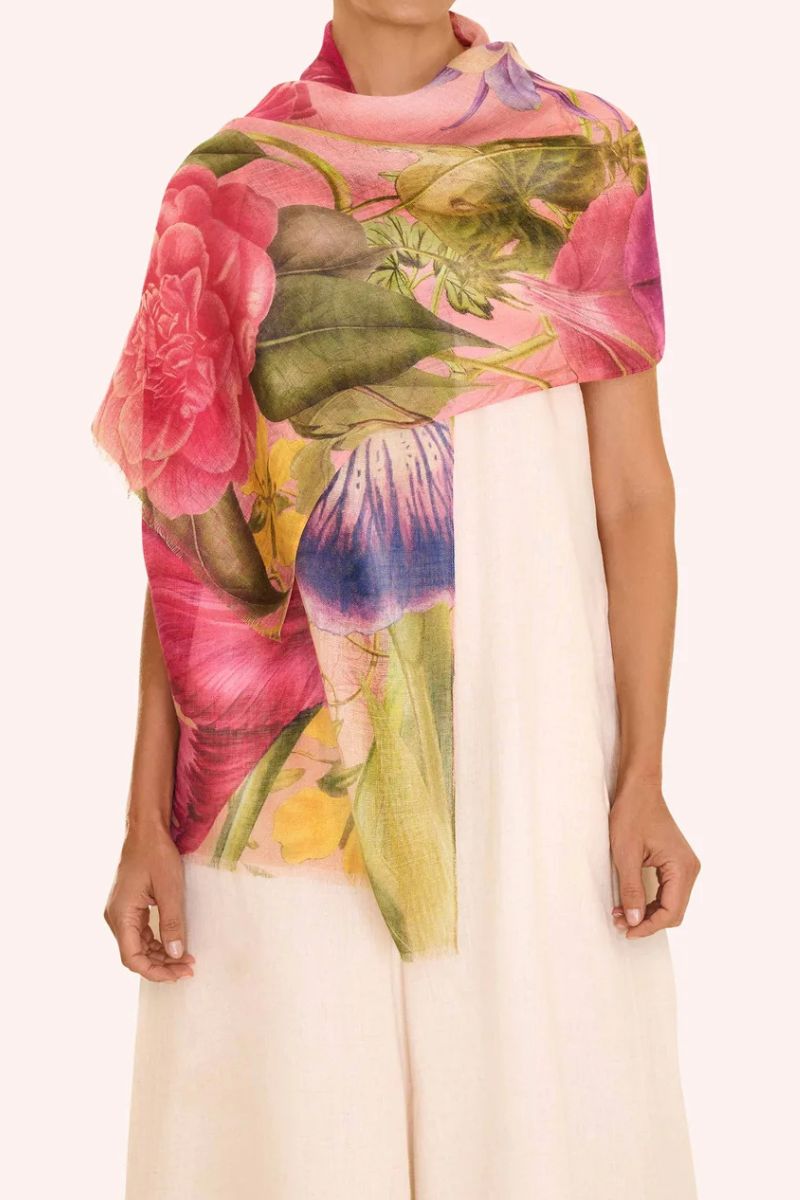 Powder Design Linen/Cotton Floral Study Scarf Peta