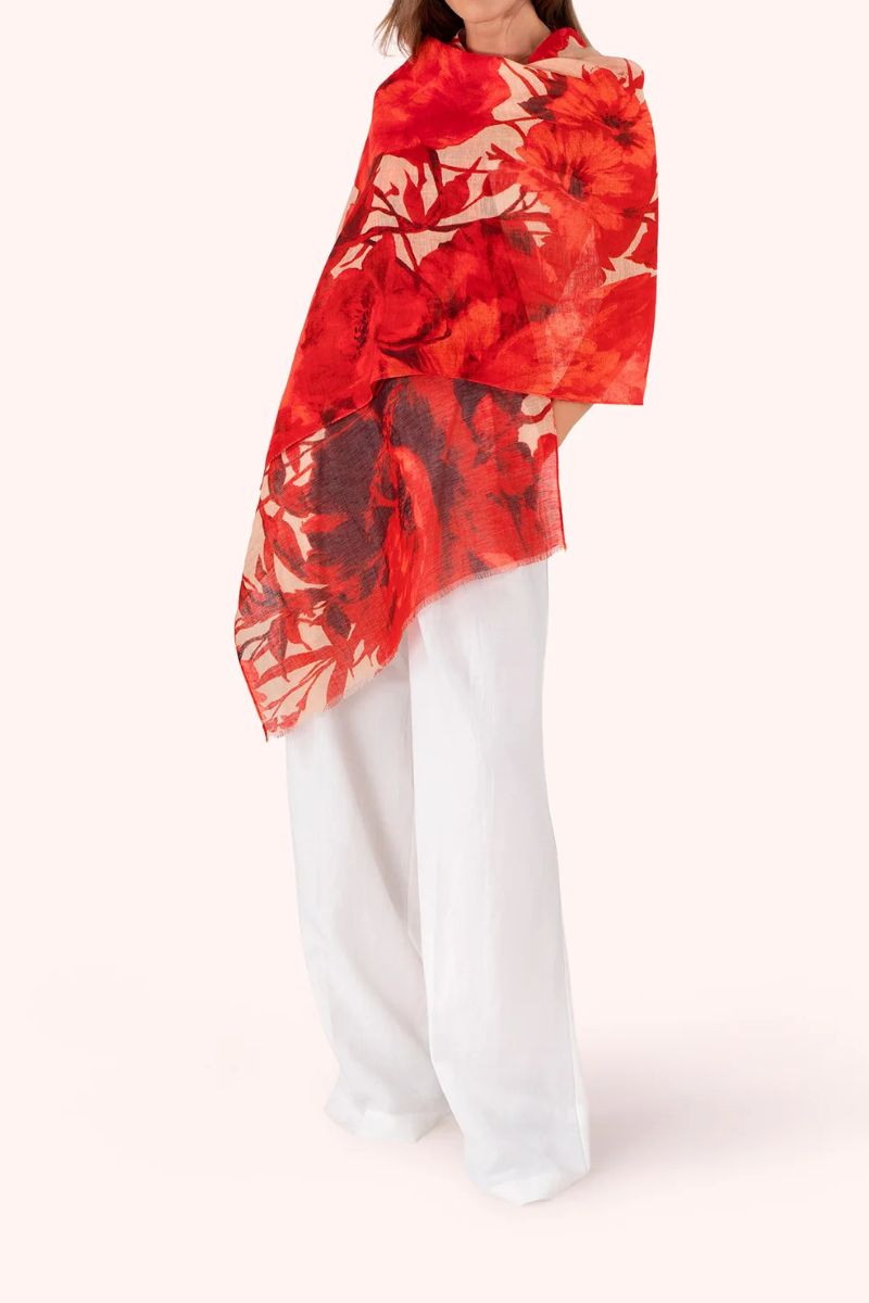 Powder Design Linen/Cotton Scarf Rouge Blooms