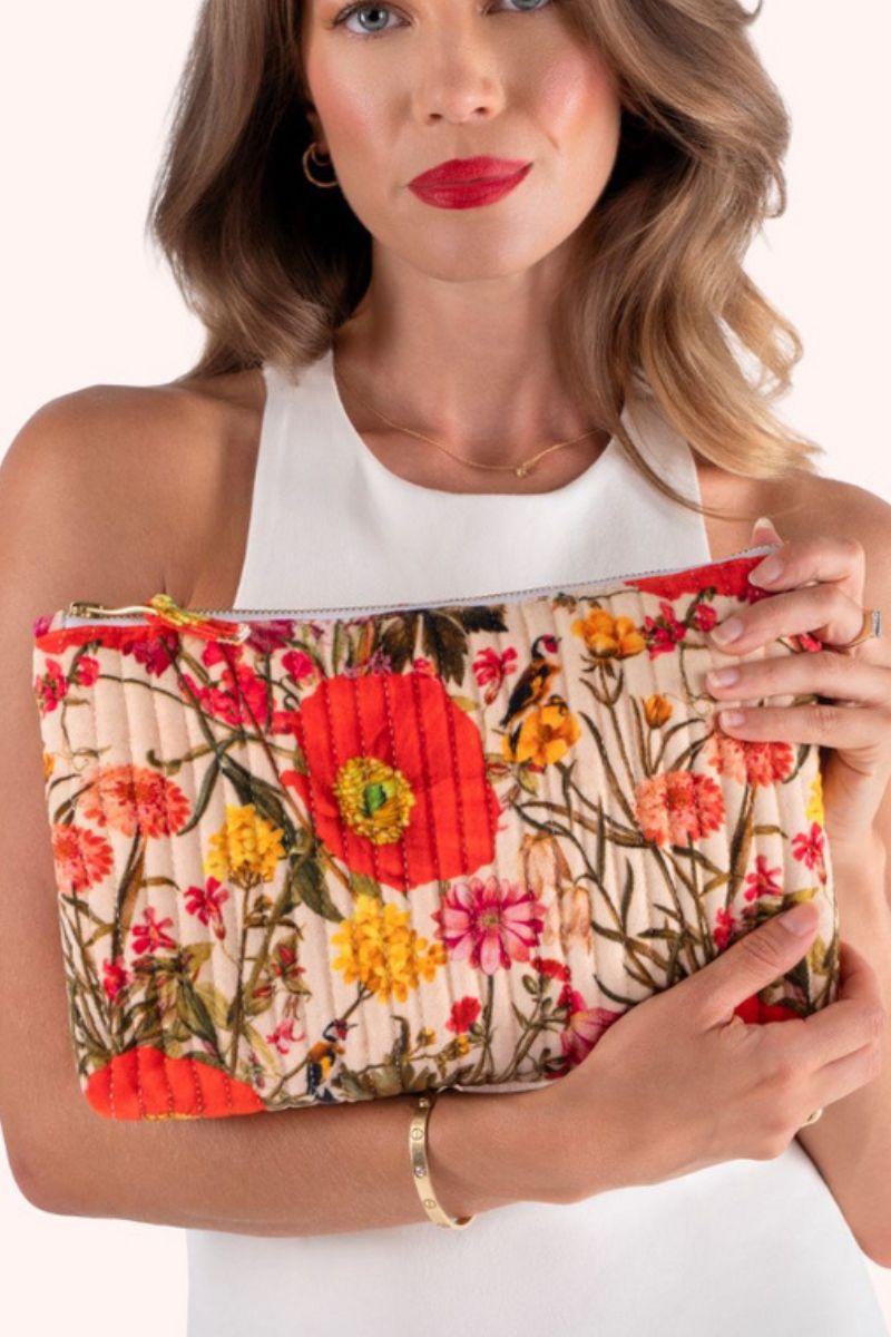 Powder Design Quilted Velvet Zip Pouch Fine F