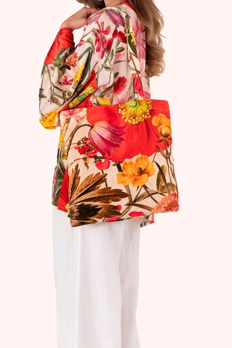 Powder Design Velvet Tote Bag Fine Flowers in