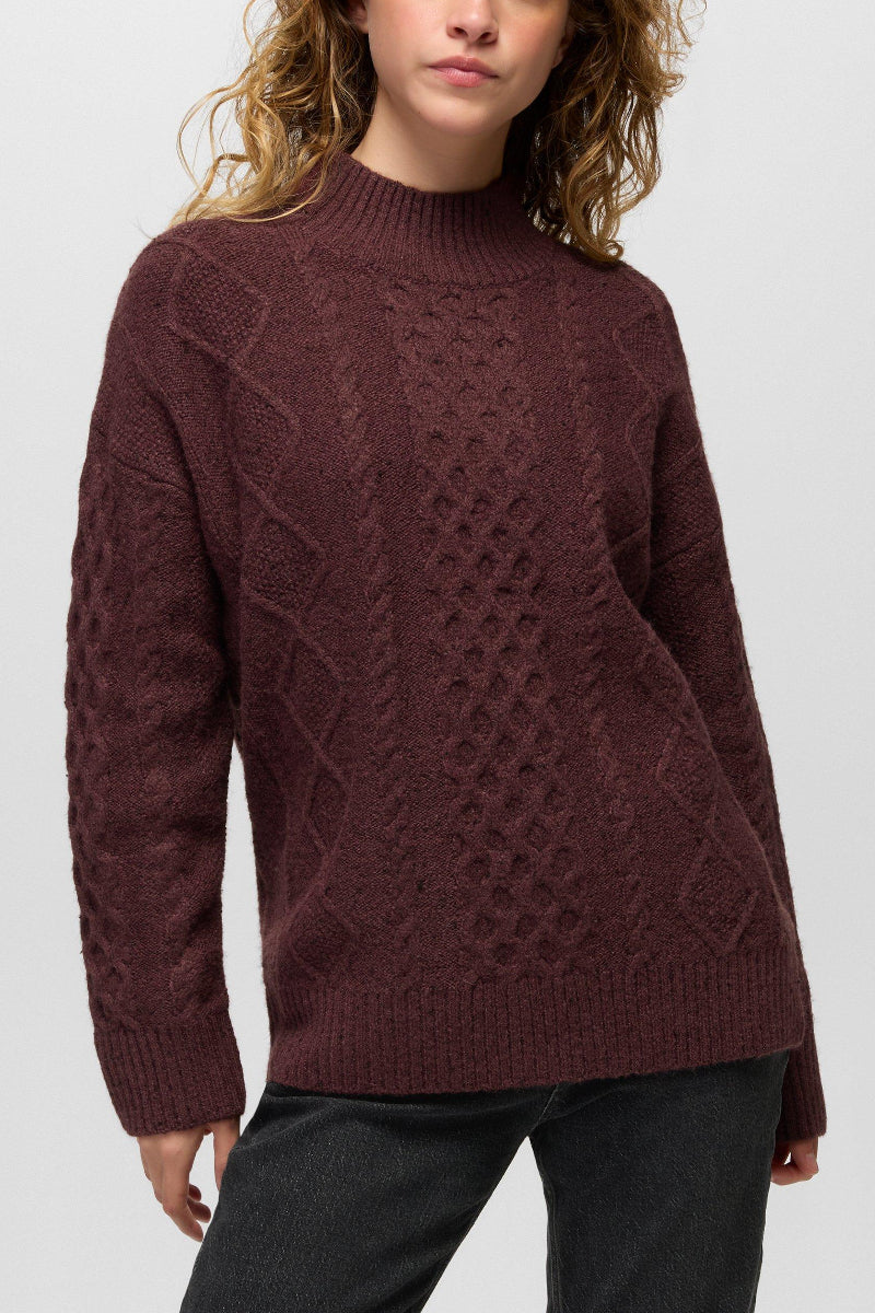 Prana Women's Amber Mountain Cable Sweater XS Cacao