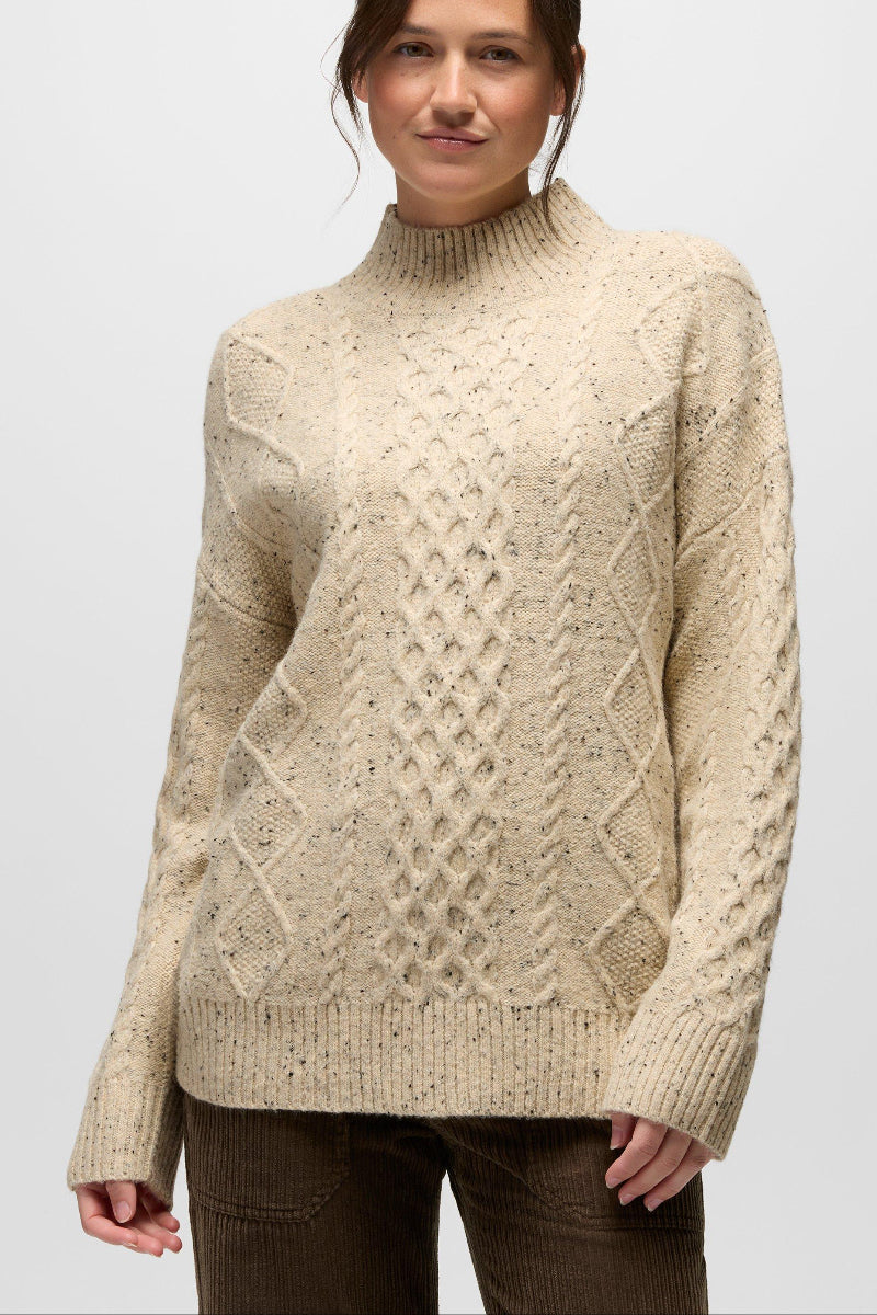 Prana Women's Amber Mountain Cable Sweater XS Stone