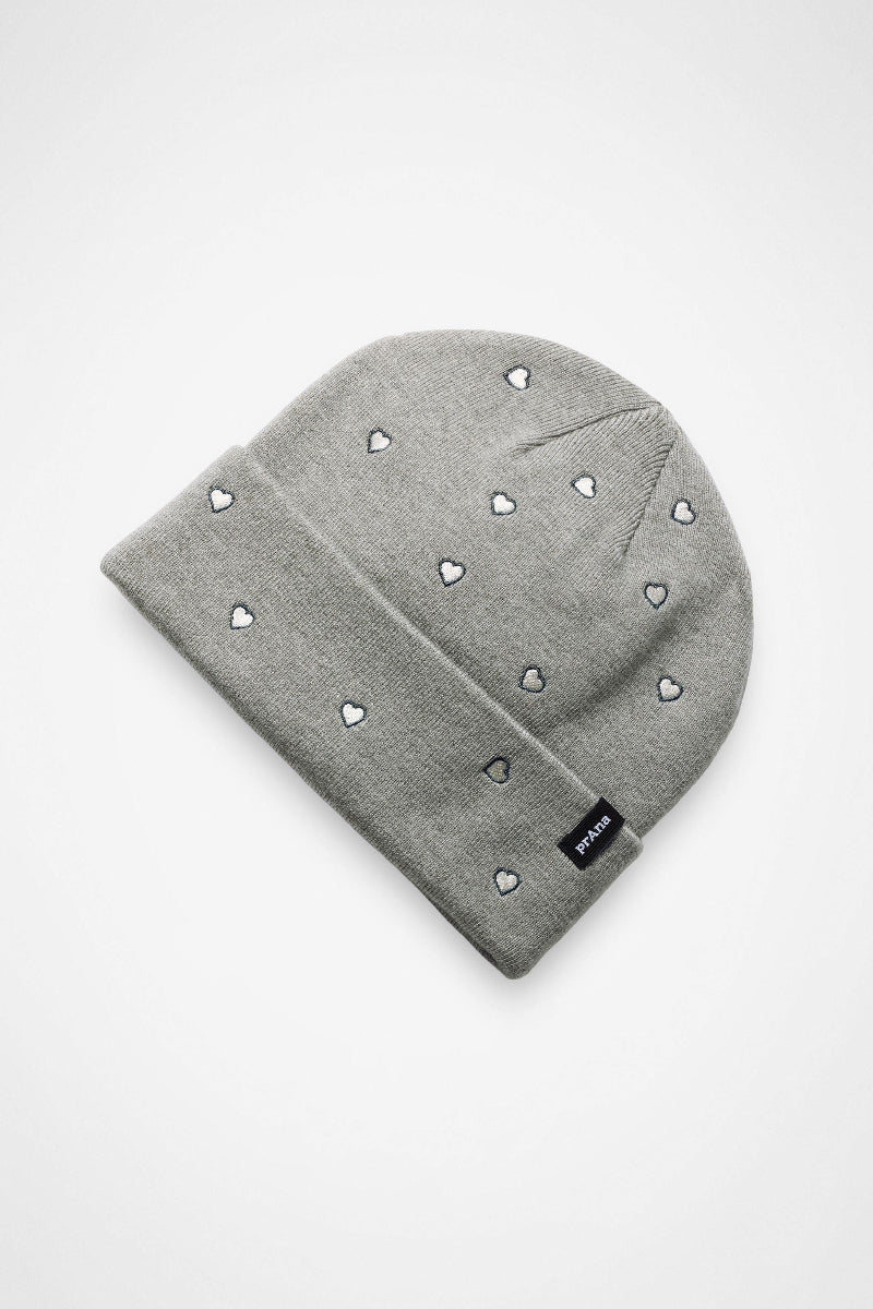 Prana Wild Now Beanie Heather Grey Hearts