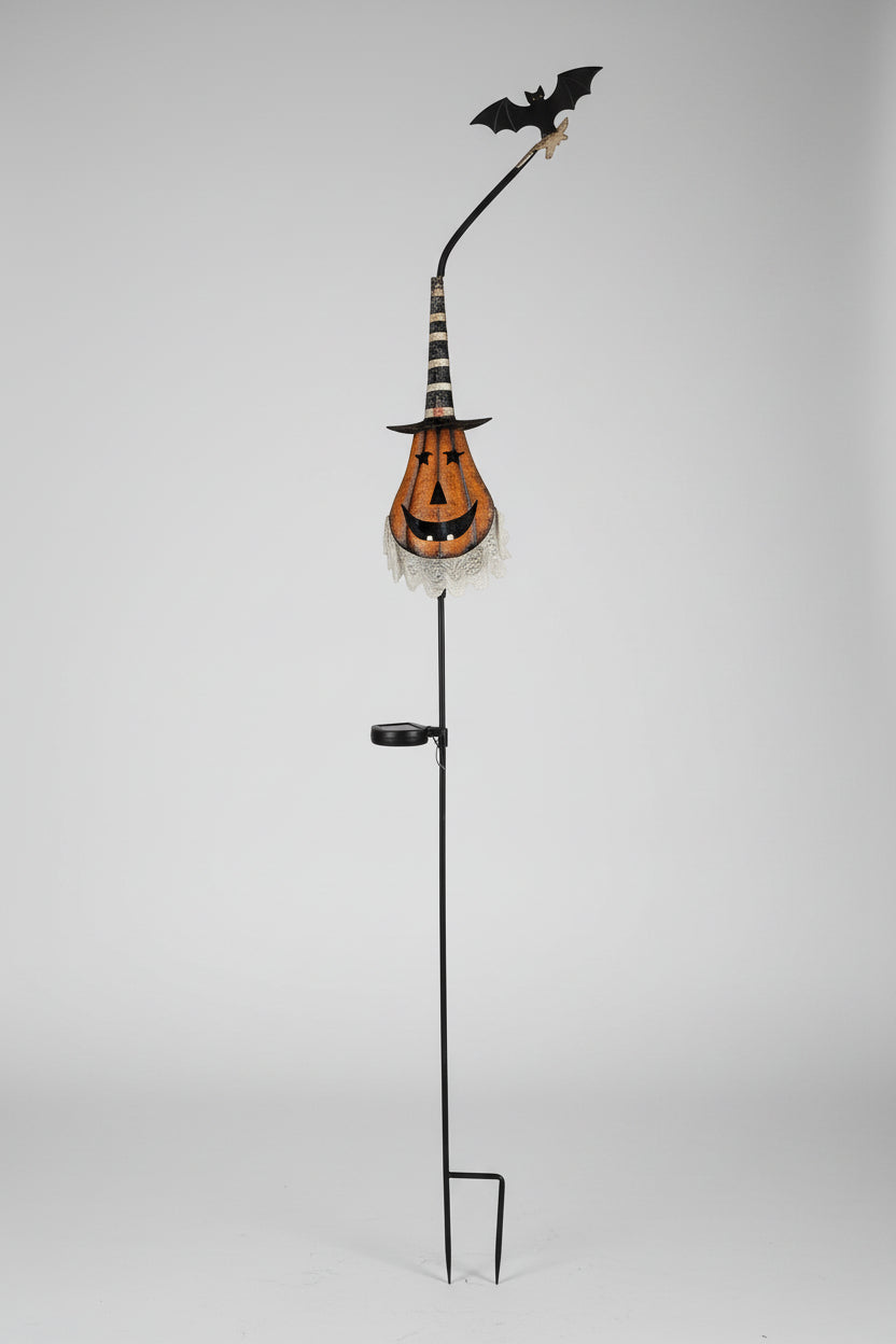 Pumpkin Face with Scarf on Stake