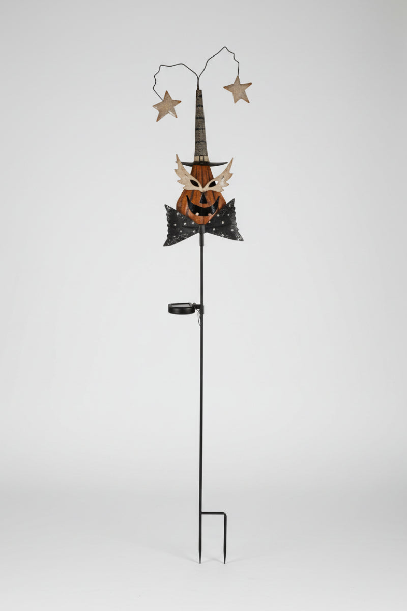 Pumpkin Face with Mask on Stake