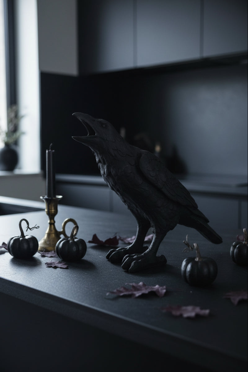 Raven Statue 21"x 16" Black