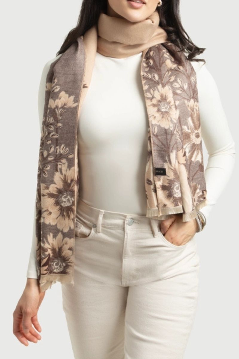 Reversible Floral Oversized Scarf Nude