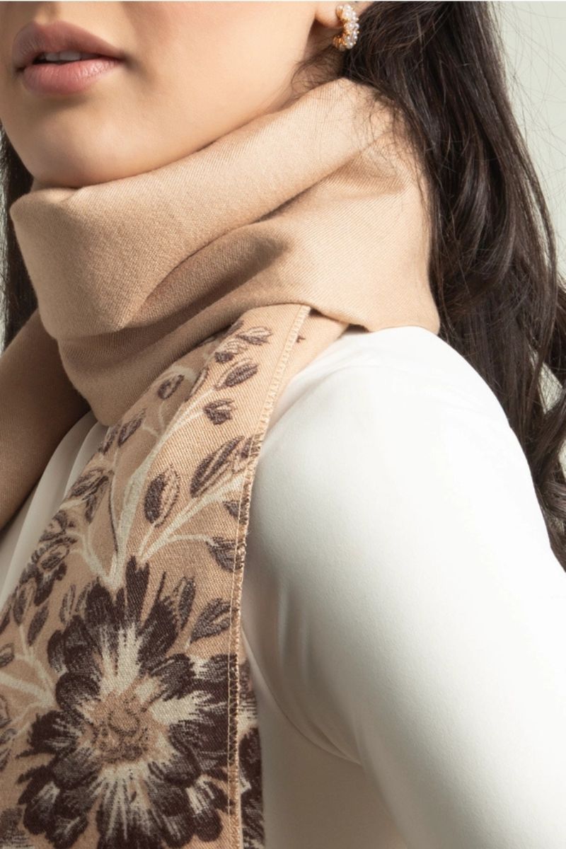 Reversible Floral Oversized Scarf Nude